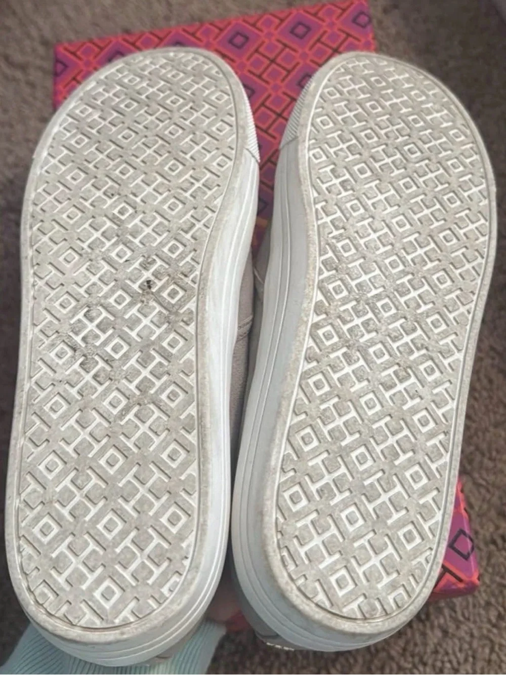Tory Burch women’s Slip-On Casual Suede Sneakers - Light Gray gold logo